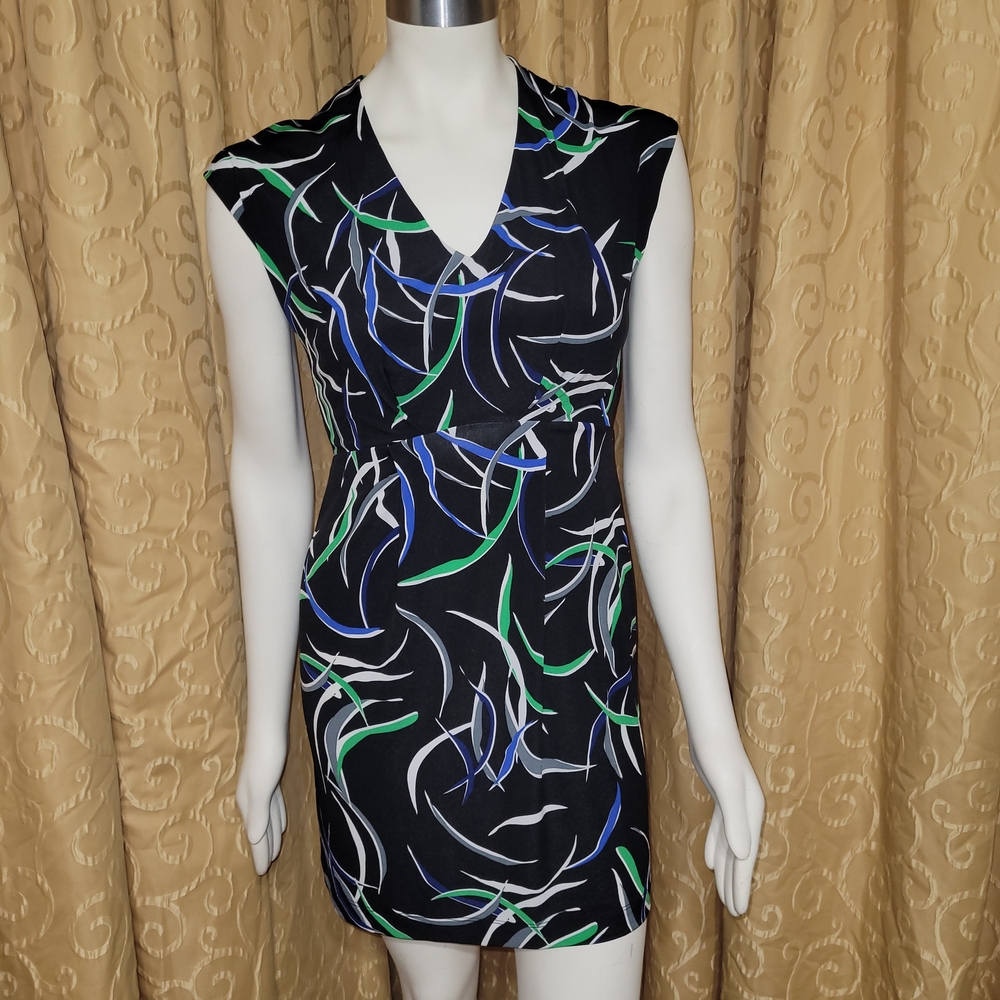 NWT Women's PXS "Banana Republic" Black Mini Dress with Blue and Green Accents